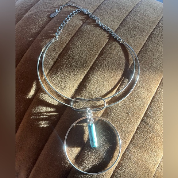 Maison Jules Jewelry - Silver Necklace with Turquoise Pendant - fashion jewelry.